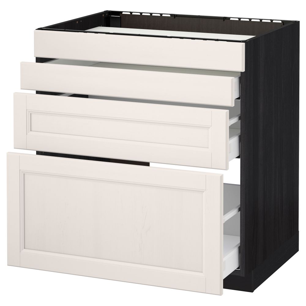 Напольный шкаф для духовки, 4фасада, 3 ящика МЕТОД / МАКСИМЕРА, черный, Лаксарби белый - схема-чертеж с размерами