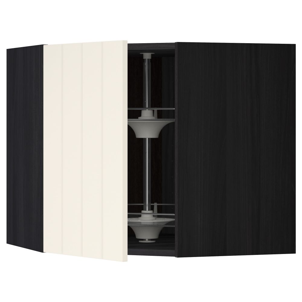 Угловой навесной шкаф с вращающейся секцией МЕТОД, черный, Хитарп белый с оттенком - схема-чертеж с размерами