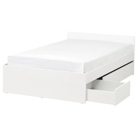 VIHALS Каркас кровати с 2 ящиками - белый/Luröy 140x200 см