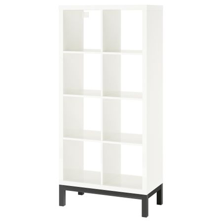 Стеллаж с основанием, глянцевый, белый, черный, 77x164 см IKEA KALLAX КАЛЛАКС 794.426.46