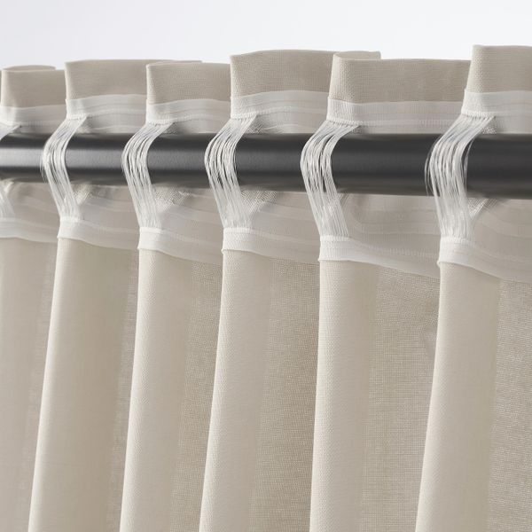 Гардины, 2 шт., бежевый 145x300 см IKEA ANNALOUISA АННАЛУИЗА 204.524.54 - схема-чертеж с размерами