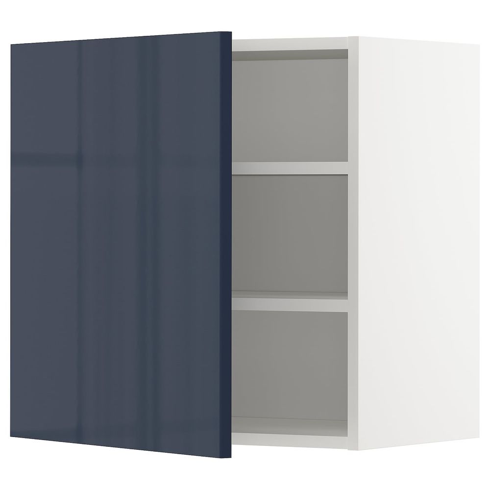 Шкаф навесной с полкой, белый/Ерста черно-синий 60x60 см IKEA METOD МЕТОД 892.755.62 - схема-чертеж с размерами