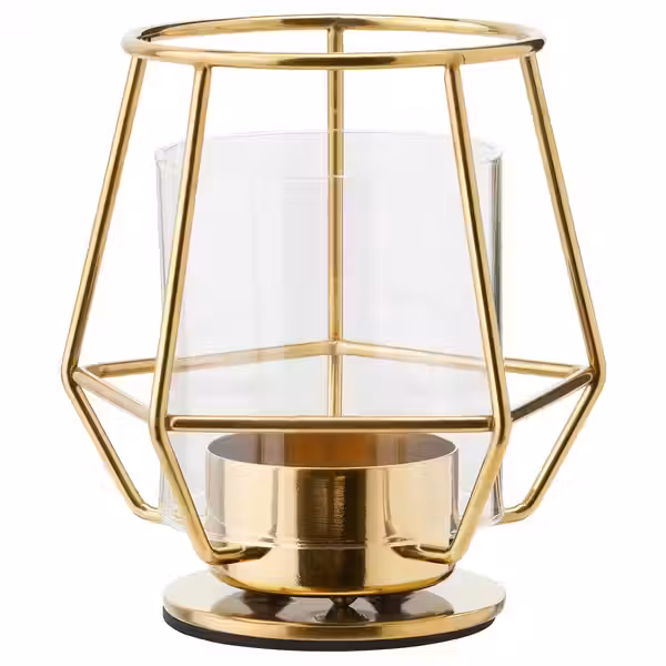 PÄRLBAND Подсвечник для греющей свечи - золотой 10 см - фото 1