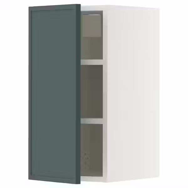 METOD Навесной шкаф с полками - белый/Aspudden темный серо-зеленый 30x60 см - фото 1
