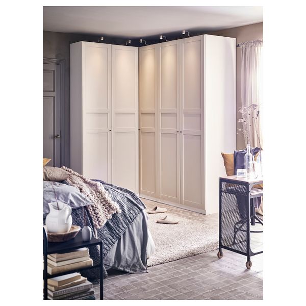 Гардероб угловой, белый, Флисбергет светло-бежевый, 160/188x236 см IKEA ПАКС 092.190.04 - схема-чертеж с размерами