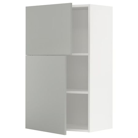 METOD Навесной шкаф с полками/2дверцы - белый/Havstorp светло-серый 60x100 см