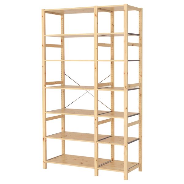 2 секции, полки ИВАР, сосна (134x50x226 см) - фото 2
