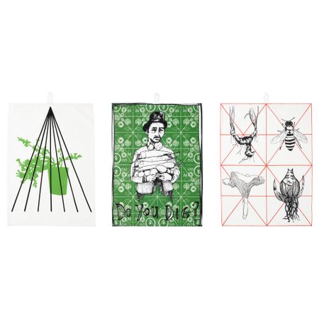 Полотенце кухонное АНВЭНДБАР, различные орнаменты, зеленый/белый (50x70 см)