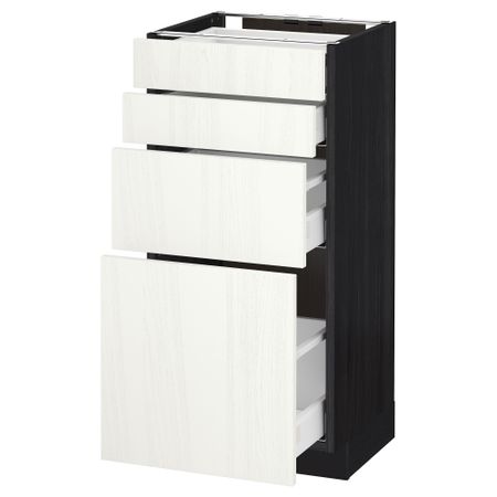 Напольный шкаф 4 фронтальных панели, 4 ящика МЕТОД / МАКСИМЕРА, черный, Росдаль белый