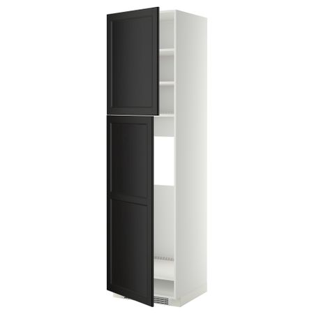 Высокий шкаф для холодильника, 2 дверцы МЕТОД, белый, Лаксарби черно-коричневый