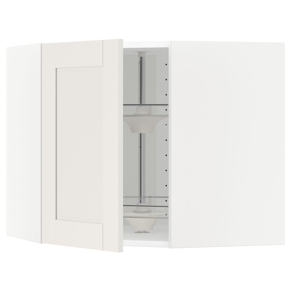 Угловой навесной шкаф с вращающейся секцией МЕТОД, белый, Сэведаль белый - схема-чертеж с размерами