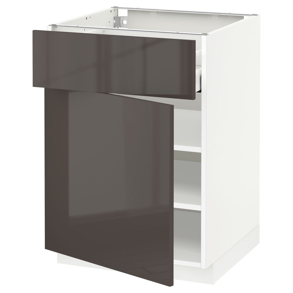 Напольный шкаф с ящиком, дверью МЕТОД / МАКСИМЕРА, белый, Рингульт серый - схема-чертеж с размерами