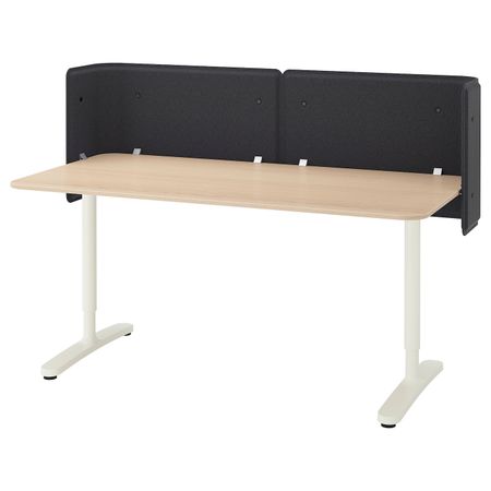 Стол для приемной, дубовый шпон, беленый, белый 160x80 55 см IKEA БЕКАНТ 792.879.85