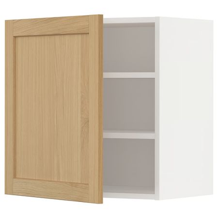 METOD Навесной шкаф с полками - белый/Forsbacka дуб 60x60 см