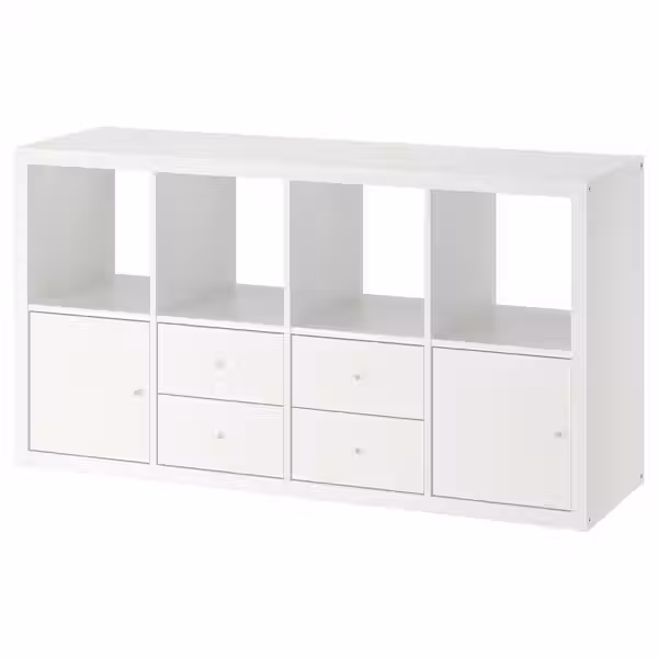 KALLAX Стеллаж с 4 вставками - белый 147x77 см - фото 1