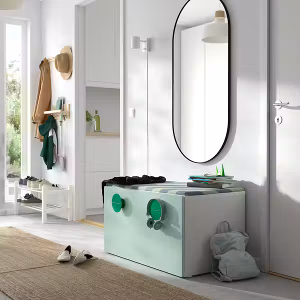 SMÅSTAD Скамья с отделением для игрушек - белый/светло-зеленый 90x52x48 см - фото 4