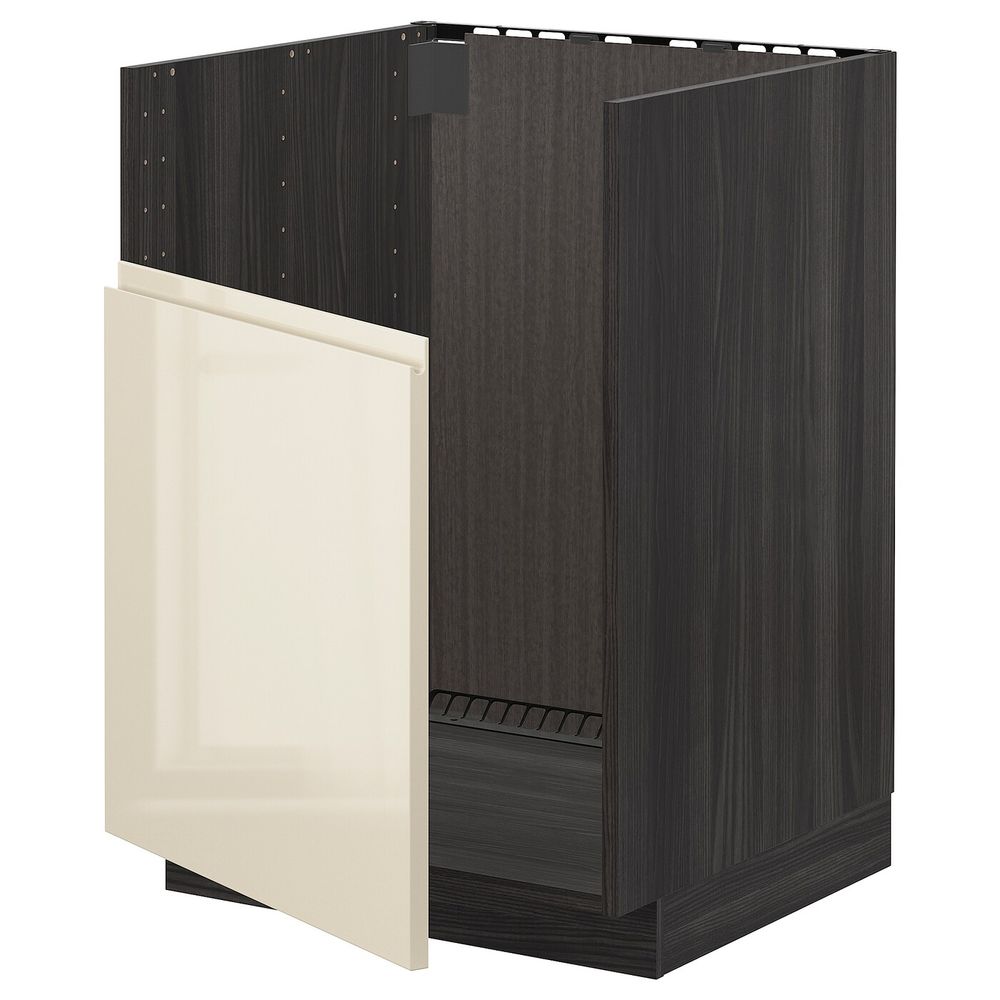 Шкаф под мойку БРЕДШЁН, черный, Воксторп глянцевый светло-бежевый 60x60 см IKEA МЕТОД 092.997.41 - схема-чертеж с размерами