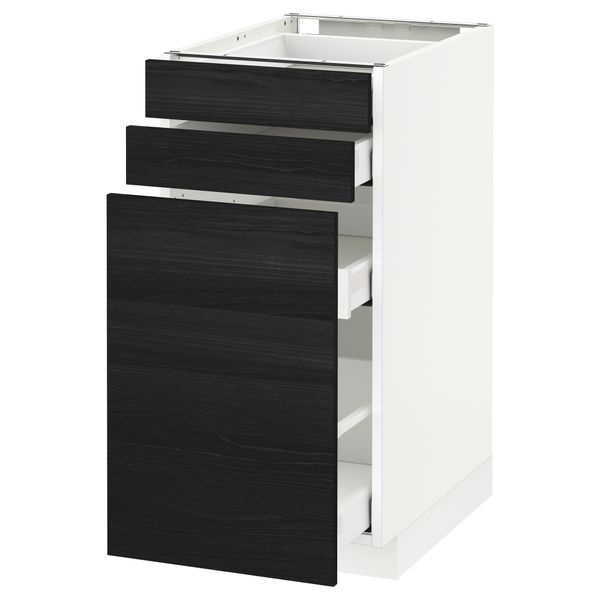 Напольный шкаф с выдвижными модулями, 2 фронтальные панели МЕТОД / МАКСИМЕРА, белый, Тингсрид черный - схема-чертеж с размерами