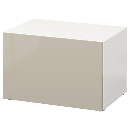 Стеллаж с дверью, белый/Сельсвикен глянцевый, бежевый 60x42x38 см IKEA BESTÅ БЕСТО 592.444.02