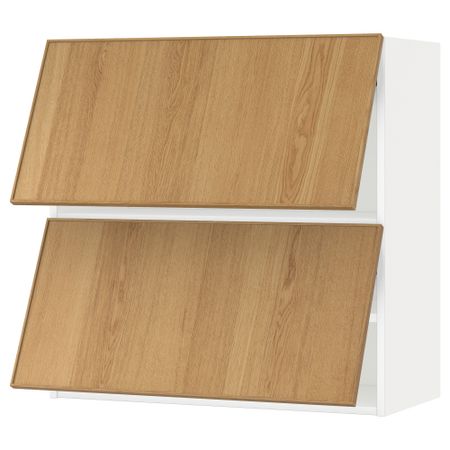 Навесной шкаф, 2 дверцы, горизонтальный МЕТОД, белый, Экестад дуб