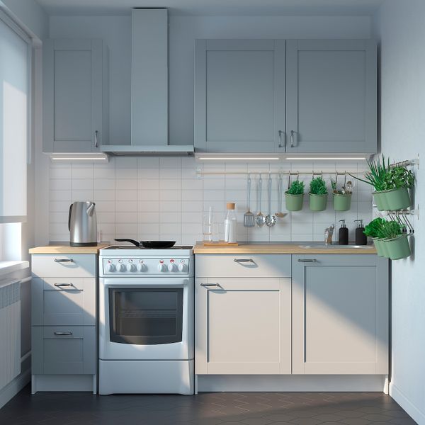 Кухня, серый 160x61x220 см IKEA KNOXHULT КНОКСХУЛЬТ 494.015.10 - схема-чертеж с размерами