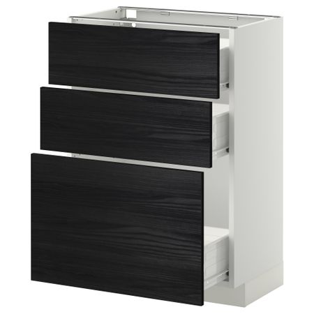 Напольный шкаф с 3 ящиками МЕТОД / ФОРВАРА, белый, Тингсрид черный