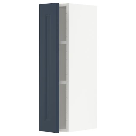 Навесной шкаф с полками, белый Axstad, матовая поверхность синий, 20x80 см IKEA METOD МЕТОД 394.587.76