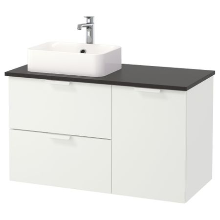 Шкаф с раковиной 45x32 см ГОДМОРГОН/ТОЛКЕН / ХОРВИК, белый, антрацит (102x49x72 см)