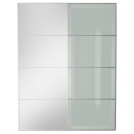 Пара раздвижных дверей АУЛИ / СЭККЕН, зеркальное стекло, матовое стекло