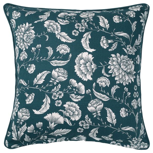 Чехол на подушку, синий-белый/с цветочным орнаментом 50x50 см IKEA IDALINNEA ИДАЛИННЕЯ 404.725.21 - фото 1
