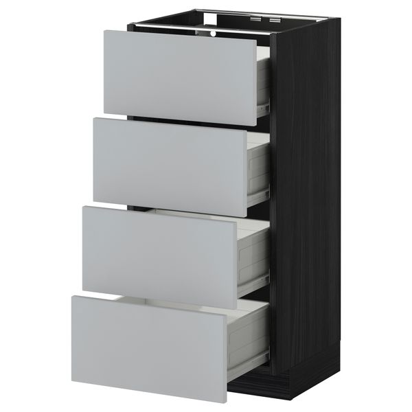 Напольный шкаф 4 фронтальных панели, 4 ящика МЕТОД / ФОРВАРА, черный, Веддинге серый - схема-чертеж с размерами