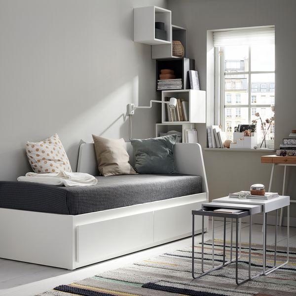 Кушетка с 2 матрасами, 2 ящиками, 80x200 см, белый, Åsvang жесткий IKEA FLEKKE ФЛЕККЕ 694.959.37 - фото 5