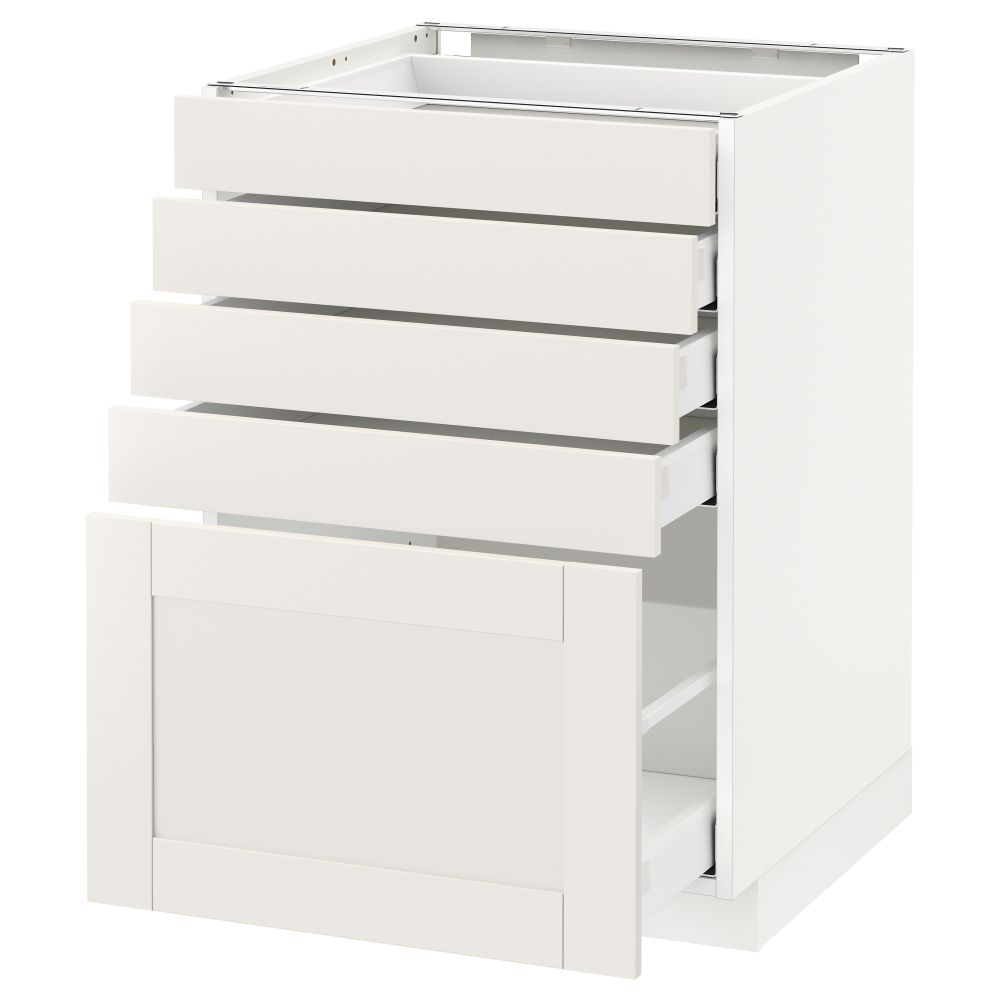 Напольный шкаф с 5 ящиками МЕТОД / МАКСИМЕРА, белый, Сэведаль белый - схема-чертеж с размерами