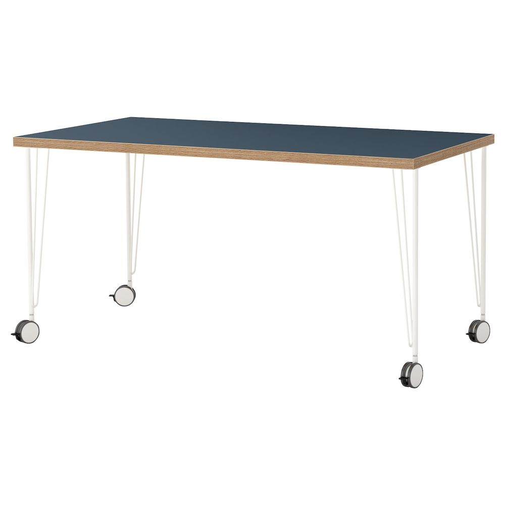 Стол, синий, белый 150x75 см IKEA ЛИННМОН / КРИЛЛЕ 092.793.28 - фото 1