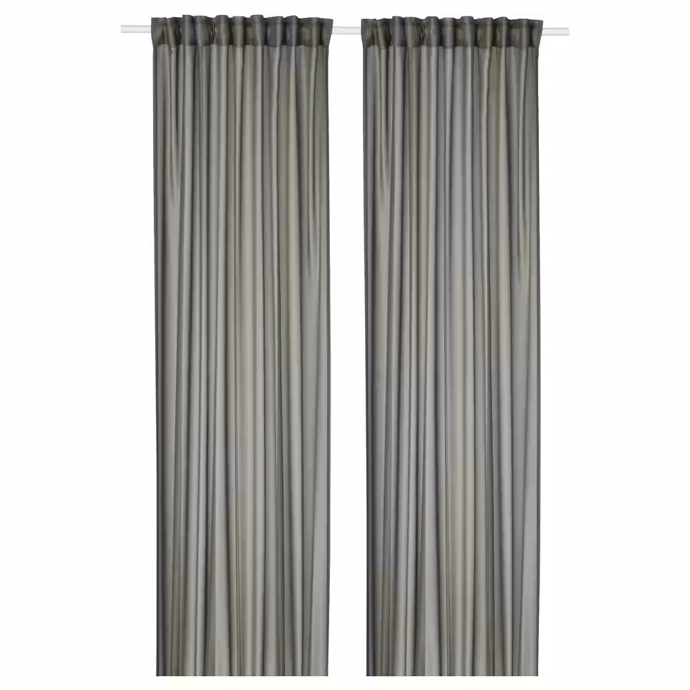 STENFRÖ СТЕНФРЁ Гардины, 2 шт. - зеленый/с лентой 145x300 см - фото 1