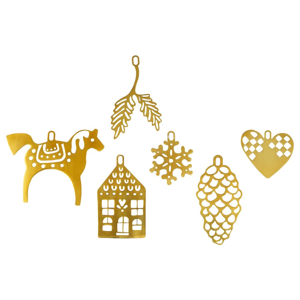 Подвесные украшения, 6 предм., золотой IKEA VINTER 2020 ВИНТЕР 2020 704.759.19 - фото 1