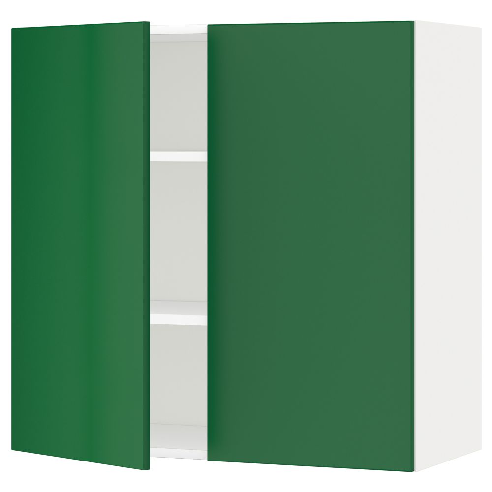 Навесной шкаф с полками, 2 дверцы МЕТОД, белый, Флэди зеленый - схема-чертеж с размерами