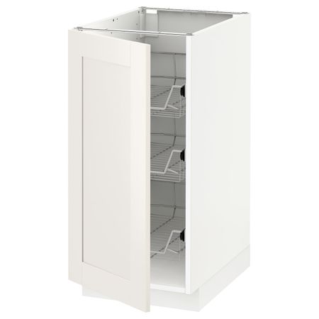Напольный шкаф с проволочные ящиками, белый/Сэведаль белый 40x60 см IKEA METOD МЕТОД 692.229.99
