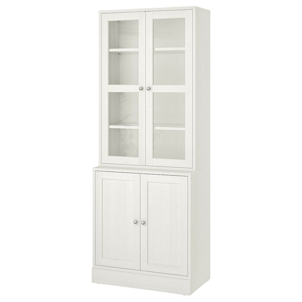 Комбинация для хранения с стеклянная двр, белый 81x47x212 см IKEA HAVSTA ХАВСТА 892.659.83 - фото 1