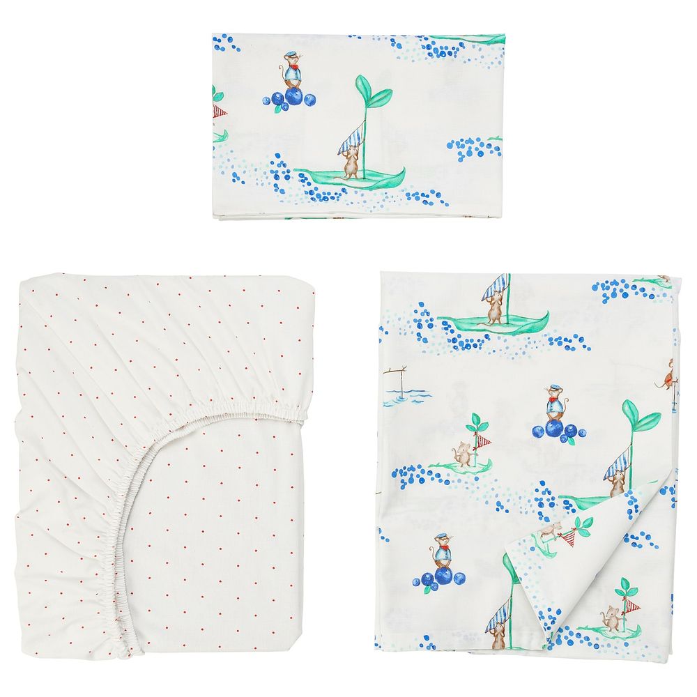 Детское постельное белье, 3 предм., плывущий мышонок 60x120 см IKEA RÖDHAKE РЁДХАКЕ 904.401.89 - фото 1