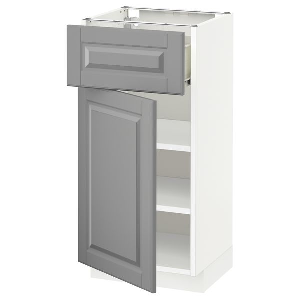 Напольный шкаф с ящиком, дверью МЕТОД / ФОРВАРА, белый, Будбин серый - схема-чертеж с размерами