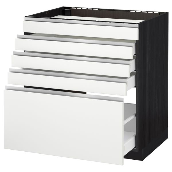 Напольный шкаф для варочной панели, 5 фасадов, 4 ящиков МЕТОД / МАКСИМЕРА, черный, Нодста белый - схема-чертеж с размерами