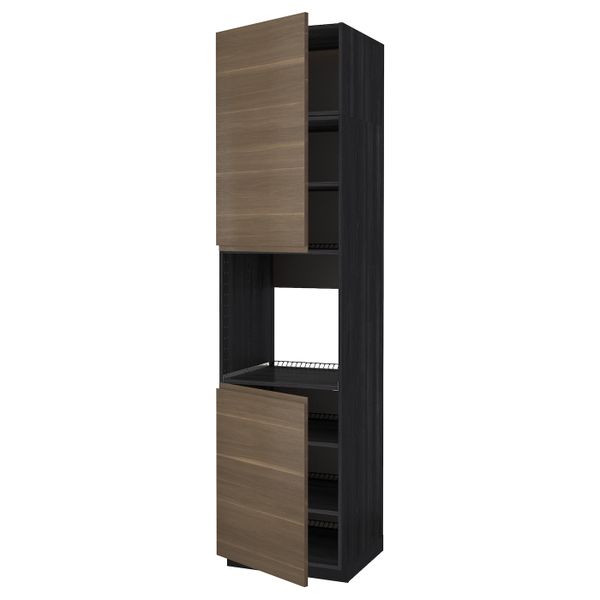 Высокий шкаф для духовки/2дверцы/полки, черный/Воксторп грецкий орех 60x60x240 см IKEA МЕТОД 592.240.55 - схема-чертеж с размерами