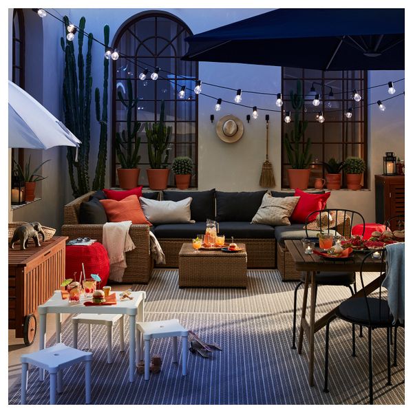 Модульный угловой 4-местный диван, садовый, с табуретом для ног коричневый/Холло черный IKEA СОЛЛЕРОН 092.611.87 - фото 2