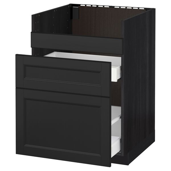 Напольный шкаф под мойку ДУМШЁ, 3 фасада, 2 ящика МЕТОД / МАКСИМЕРА, черный, Лаксарби черно-коричневый - схема-чертеж с размерами