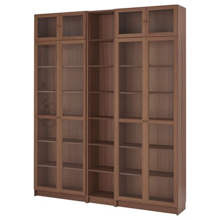 Стеллаж, коричневый ясеневый шпон 200x30x237 см IKEA BILLY БИЛЛИ / OXBERG ОКСБЕРГ 392.440.02