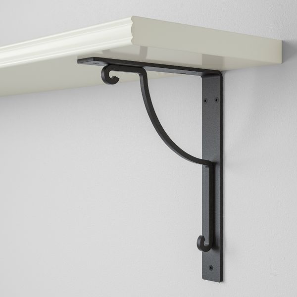 Полка навесная, белый, черный, 120x20 см IKEA БЕРГСХУЛЬТ / ЭКБИ ХОЛЬ 692.907.85 - схема-чертеж с размерами