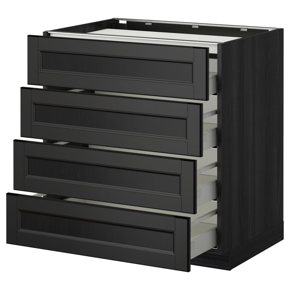 Напольный шкаф, 4 фронтальных панели, 4 ящика МЕТОД / МАКСИМЕРА, черный, Лаксарби черно-коричневый - фото 1