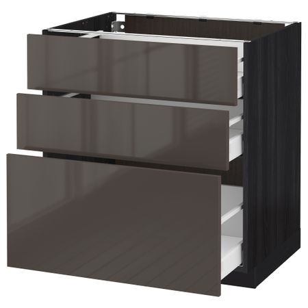 Напольный шкаф с 3 ящиками МЕТОД / МАКСИМЕРА, черный, Рингульт серый