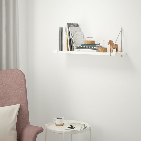 Полка навесная, белый/хромированный 80x20 см IKEA BERGSHULT БЕРГСХУЛЬТ / PERSHULT ПЕРСГУЛЬТ 292.907.30 - фото 2